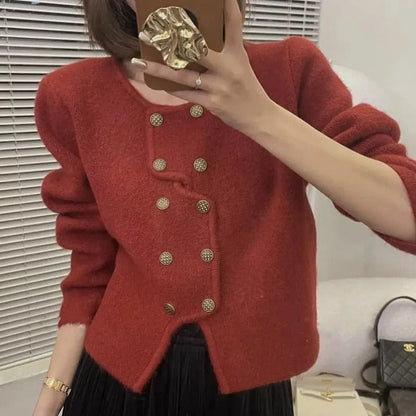 JO | Women's sweater with double-breasted button placket
