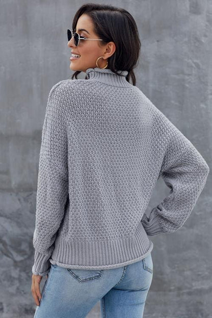 JO | MW Women's sweater in gray, long-sleeved turtleneck sweater