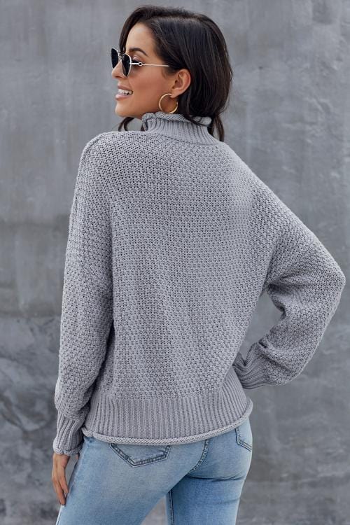 JO | MW Women's sweater in gray, long-sleeved turtleneck sweater