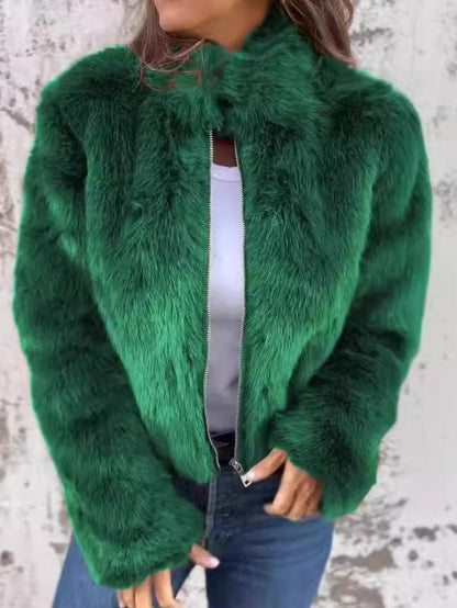 JO | elegant fur coat with zipper