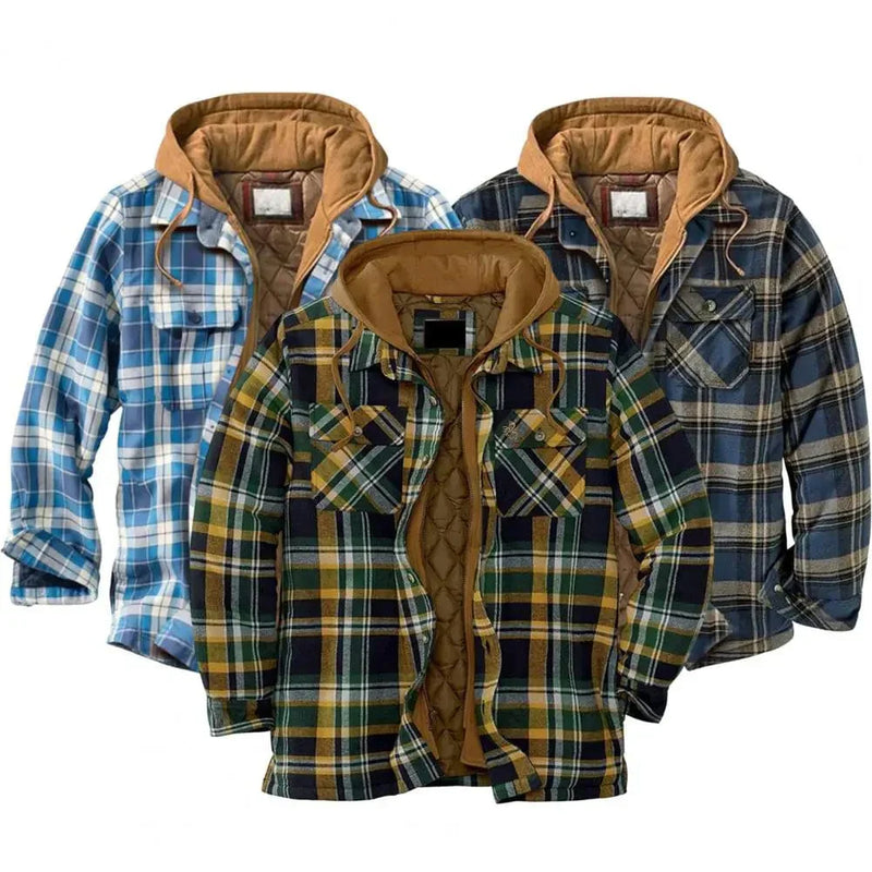 KS | Hooded shirt jacket in cotton flannel
