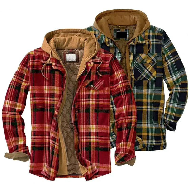 KS | Hooded shirt jacket in cotton flannel