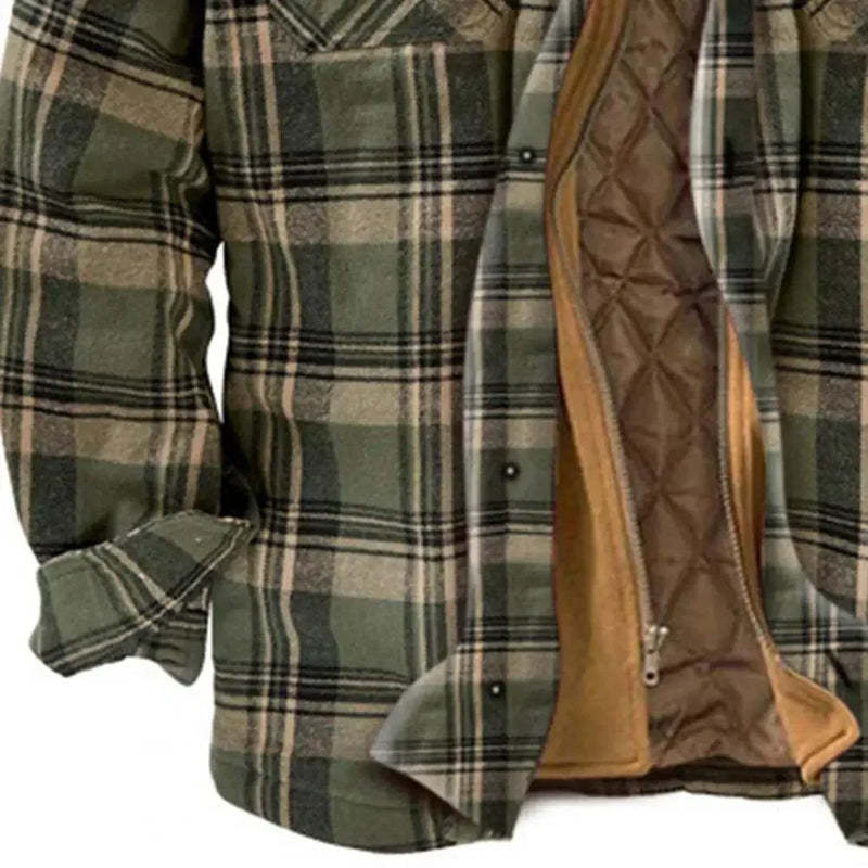 KS | Hooded shirt jacket in cotton flannel