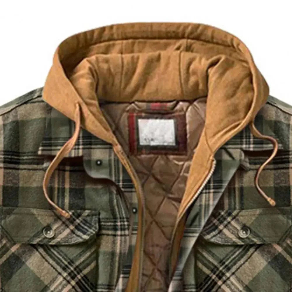 KS | Hooded shirt jacket in cotton flannel