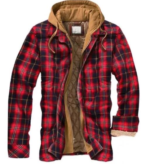 KS | Hooded shirt jacket in cotton flannel