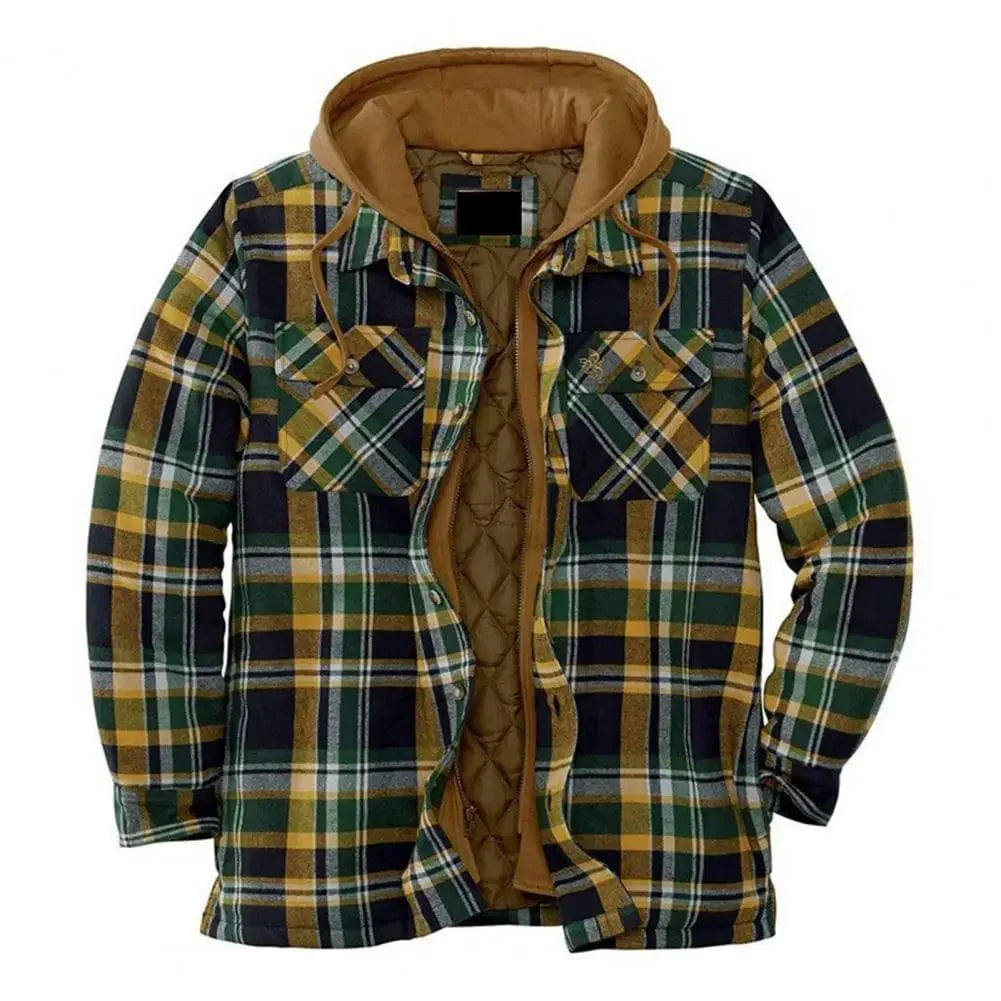 KS | Hooded shirt jacket in cotton flannel
