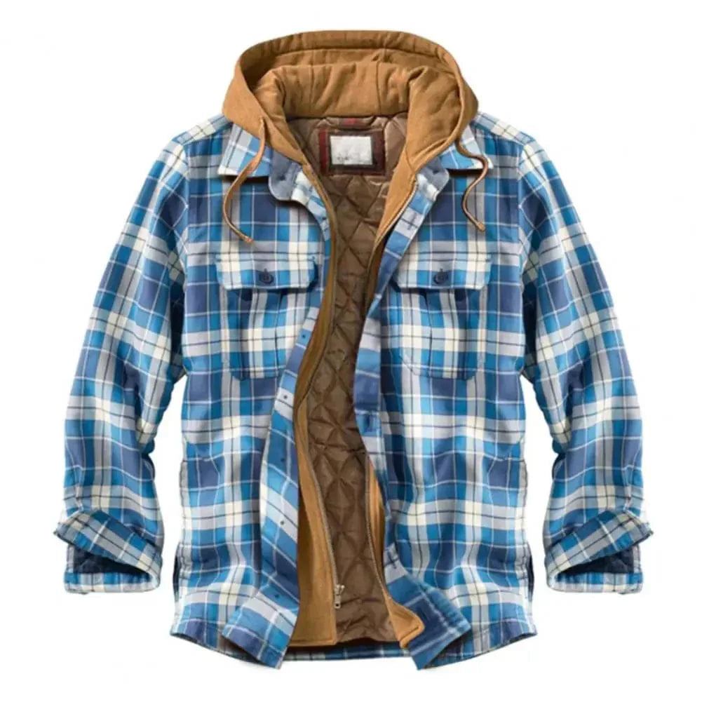 KS | Hooded shirt jacket in cotton flannel