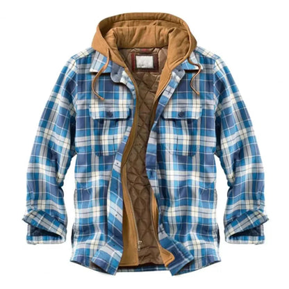 KS | Hooded shirt jacket in cotton flannel