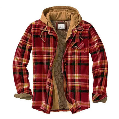 KS | Hooded shirt jacket in cotton flannel
