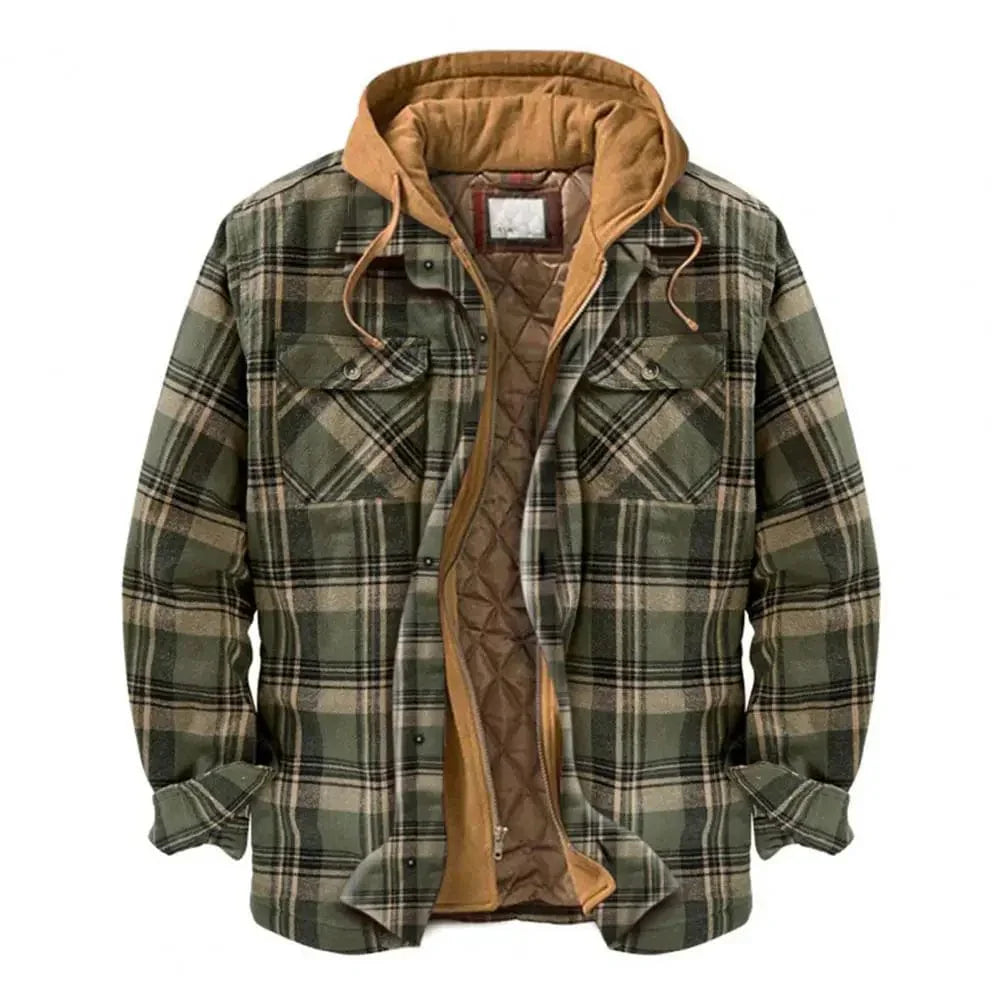 KS | Hooded shirt jacket in cotton flannel