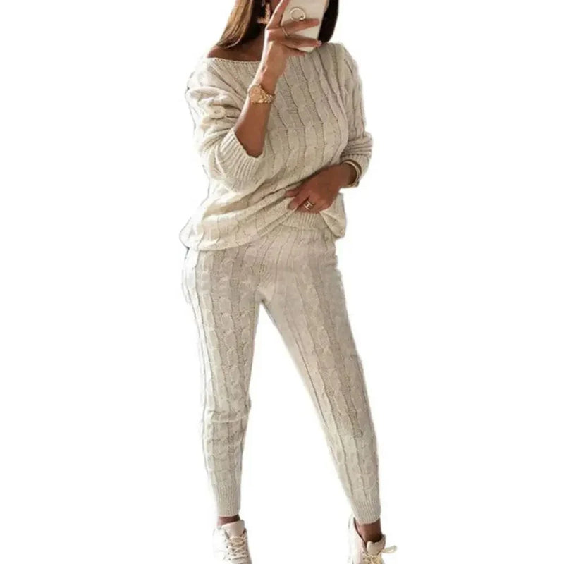 JO | MW -Women's 2-piece long knit suit with thick sweater