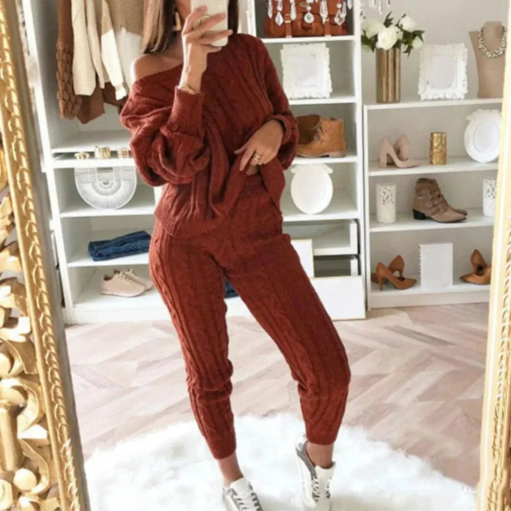 JO | MW -Women's 2-piece long knit suit with thick sweater
