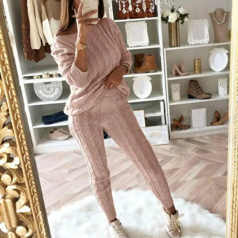 JO | MW -Women's 2-piece long knit suit with thick sweater