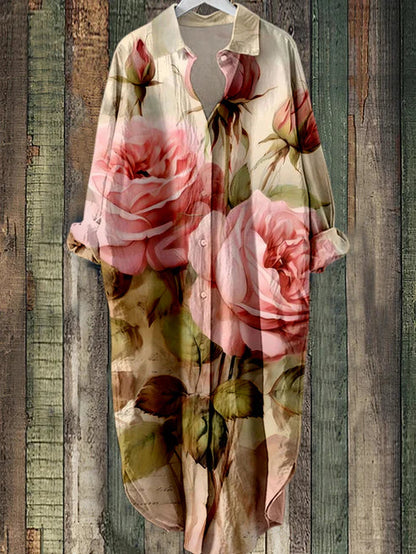 KS | Buttoned midi dress with floral print