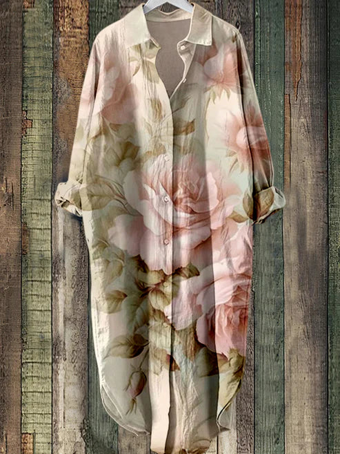 KS | Buttoned midi dress with floral print