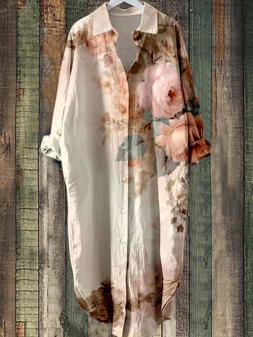 KS | Buttoned midi dress with floral print