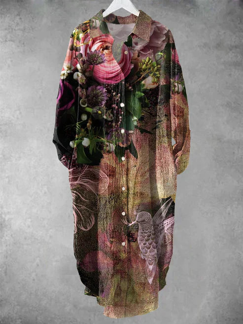 KS | Buttoned midi dress with floral print