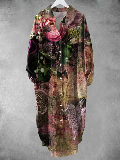 KS | Buttoned midi dress with floral print