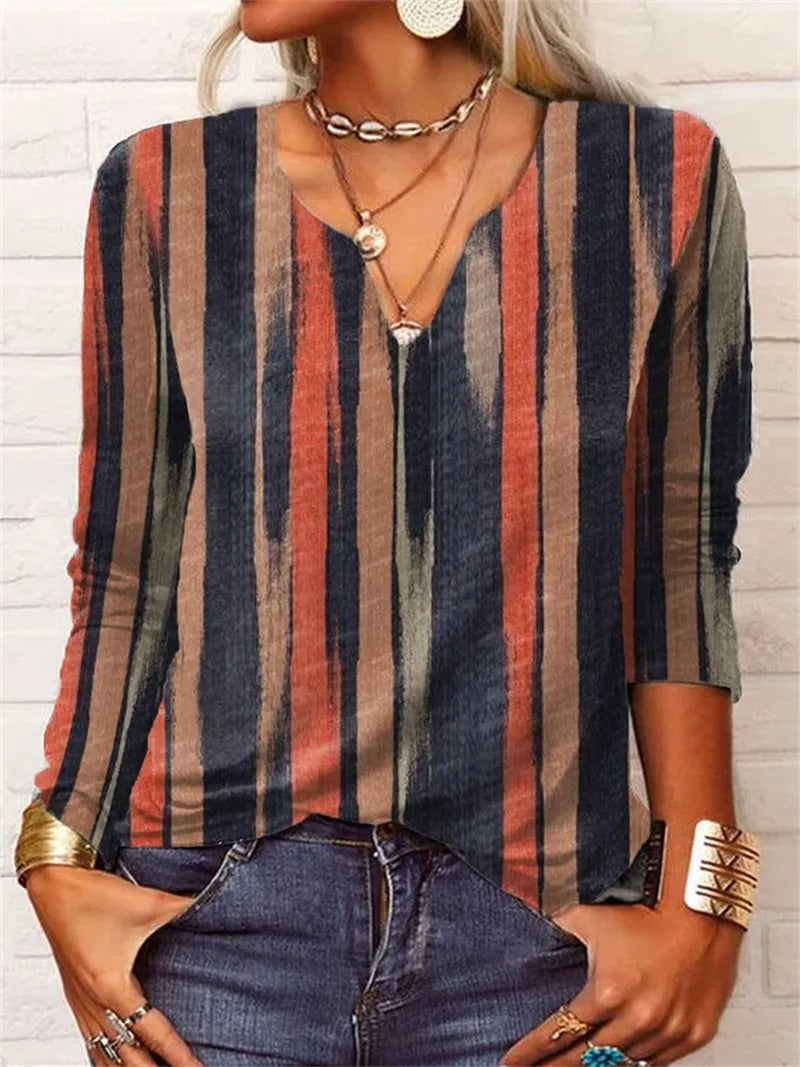 KS | long-sleeved top with boho patchwork print