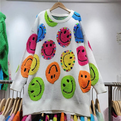 JO | Knitted sweater with cartoon embroidery, fashionable sweater