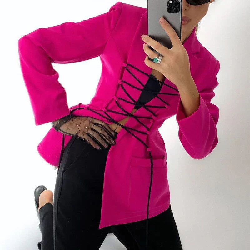 JO | lace blazer sleeve pockets thin jacket